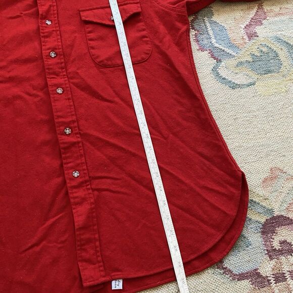 Vintage Pendleton Red Wool Trail Shirt Large Leather Elbow Patch 60s 70s - Picture 7 of 8